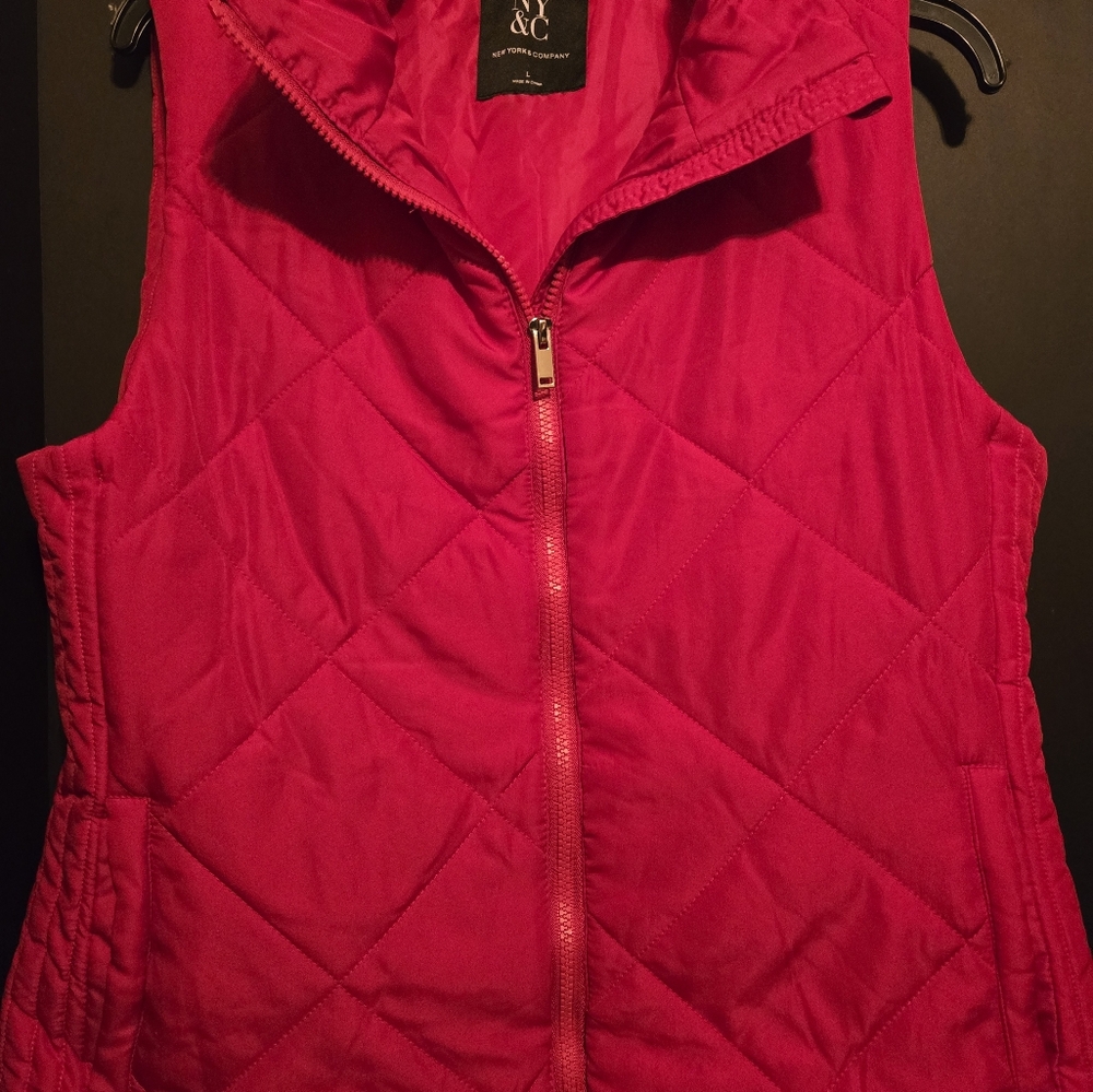 NY&C Women's Red Sleeveless Puffer Vest